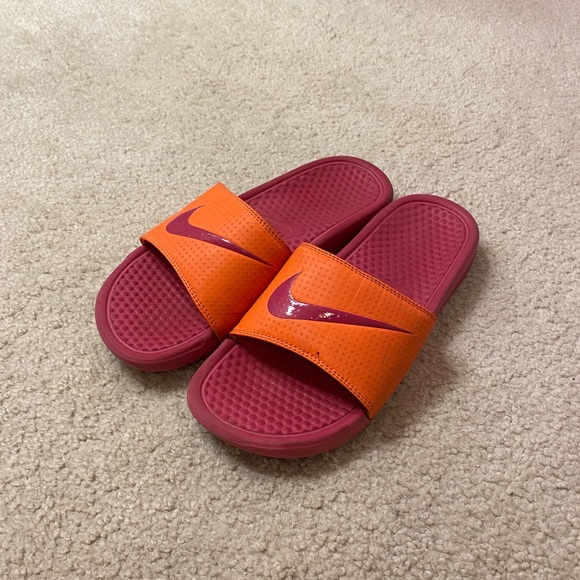 orange nike slides womens